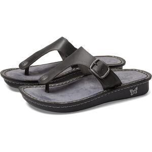 Alegria Womens Vella Leather Thong Slide Sandal -- Oiled Ash NEW